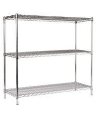 3 Katlı Paslanmaz Krom Tel Raf - INOX 304