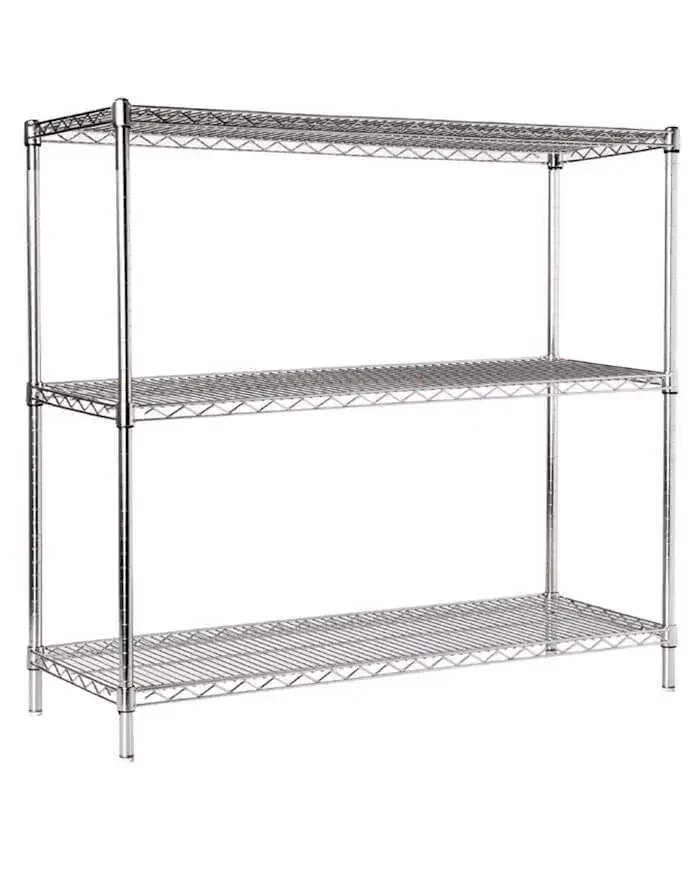 3 Katlı Paslanmaz Krom Tel Raf - 201 Kalite