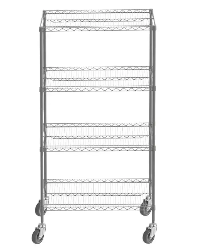 4 Katlı Boyalı Paslanmaz Krom Tel Raf