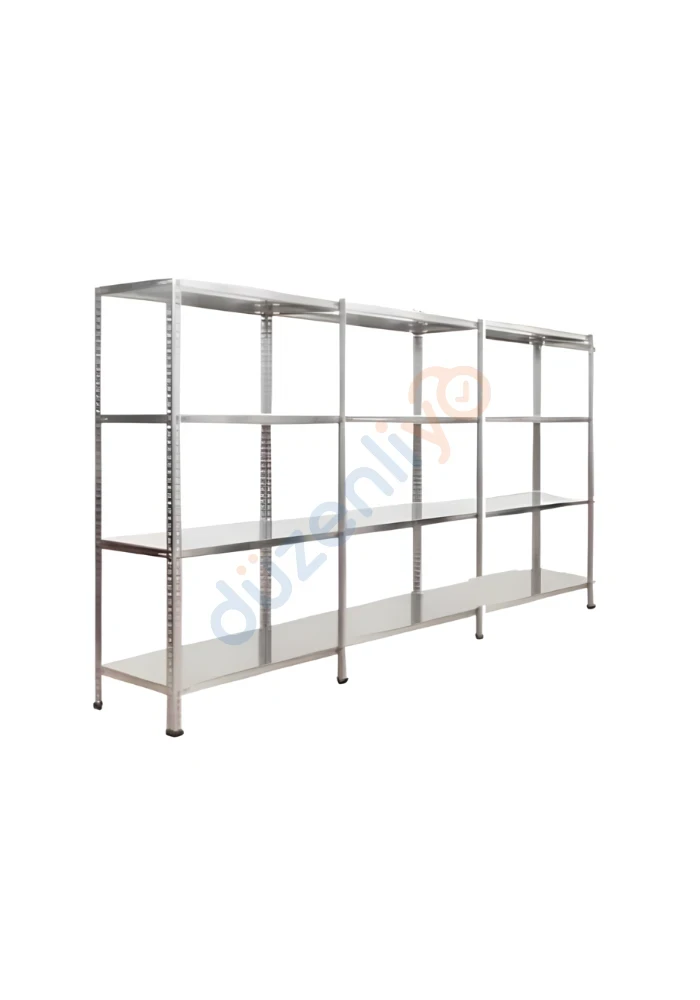 4 Katlı 3'lü Galvaniz Çelik Arşiv Depo Market Rafı