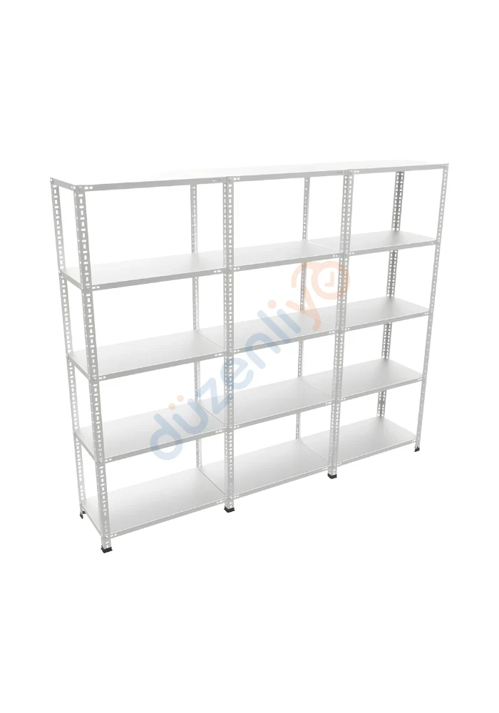 5 Katlı 3'lü Galvaniz Çelik Arşiv Depo Market Rafı