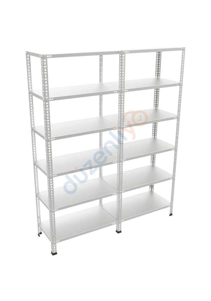 6 Katlı 2'li Galvaniz Çelik Arşiv Depo Market Rafı