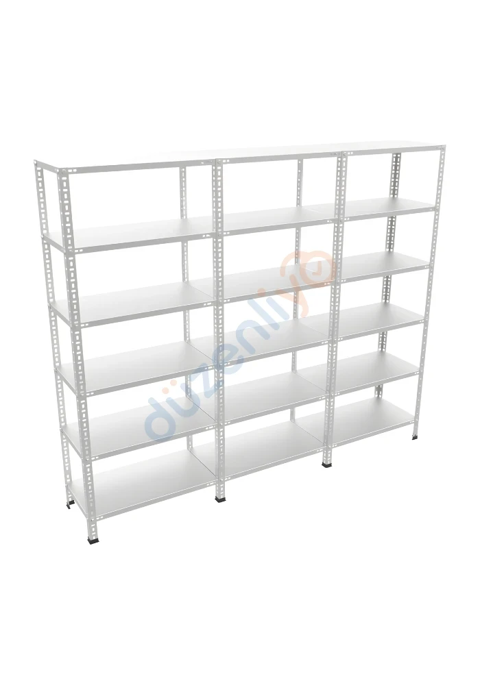 6 Katlı 3'lü Galvaniz Çelik Arşiv Depo Market Rafı