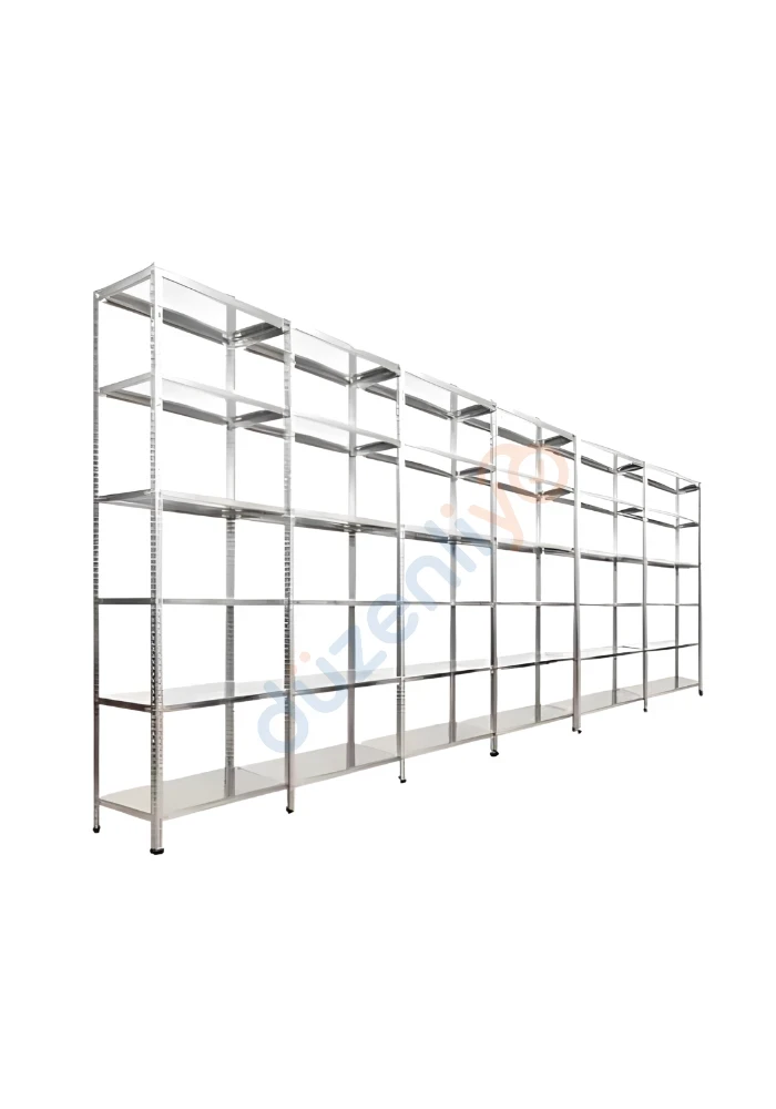 6 Katlı 6'lı Galvaniz Çelik Arşiv Depo Market Rafı