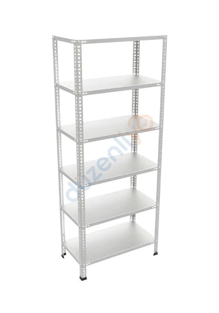 6 Katlı Tekli Galvaniz Çelik Arşiv Depo Market Rafı