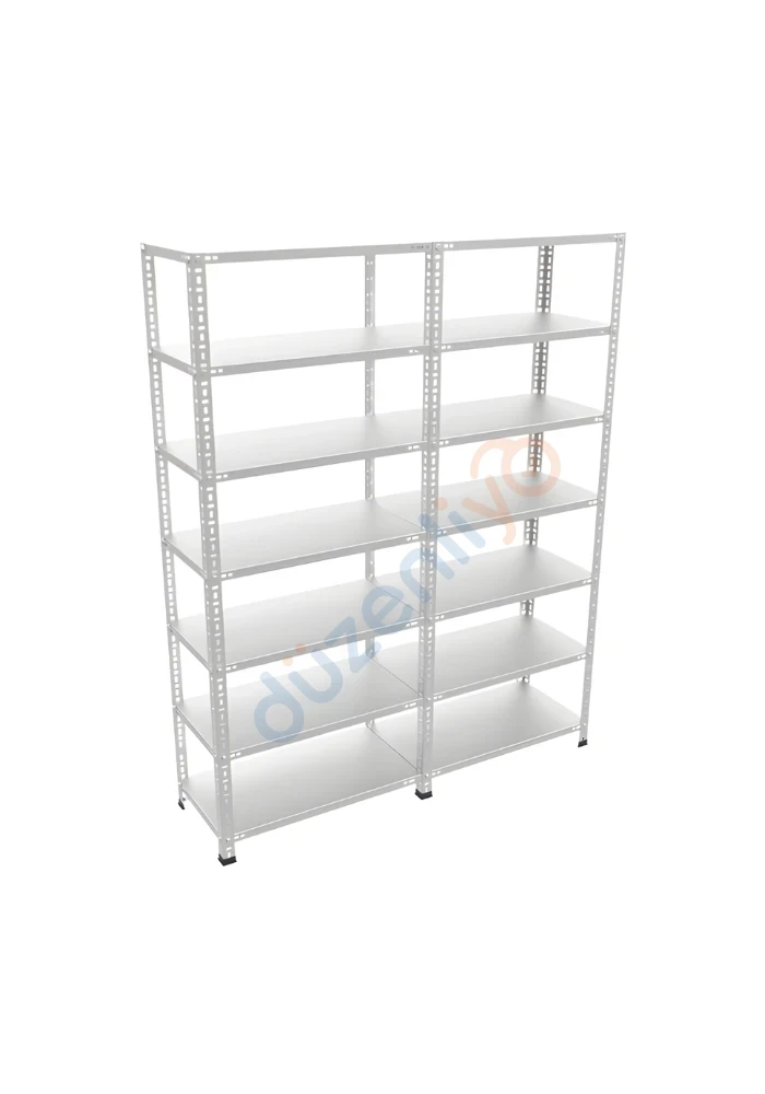 7 Katlı 2'li Galvaniz Çelik Arşiv Depo Market Rafı