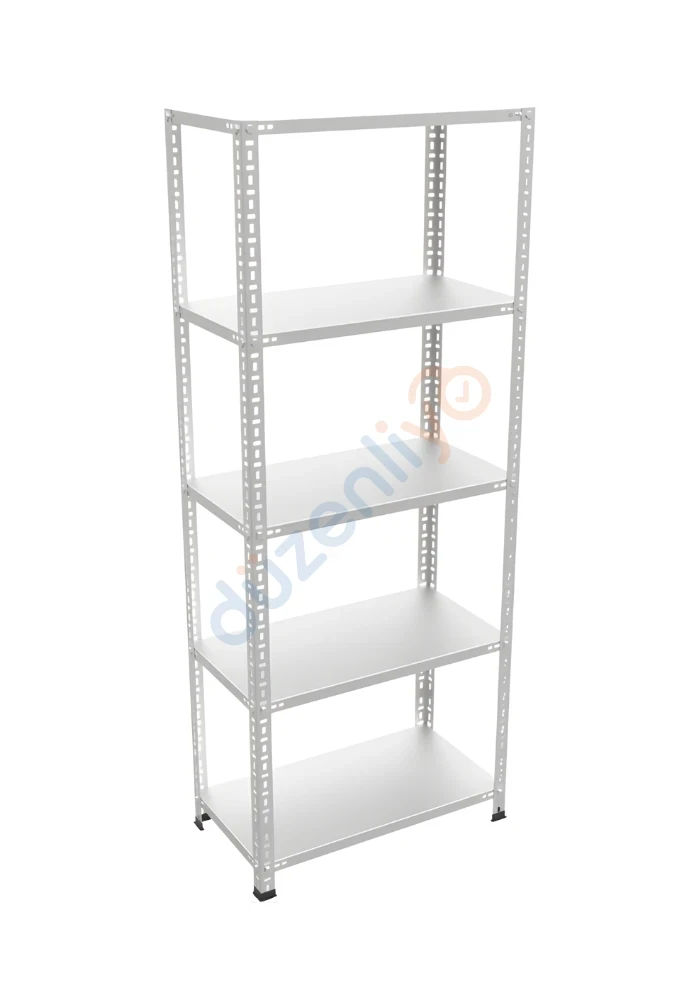 5 Katlı Tekli Galvaniz Çelik Arşiv Depo Market Rafı