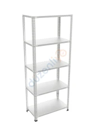 5 Katlı Tekli Galvaniz Çelik Arşiv Depo Market Rafı